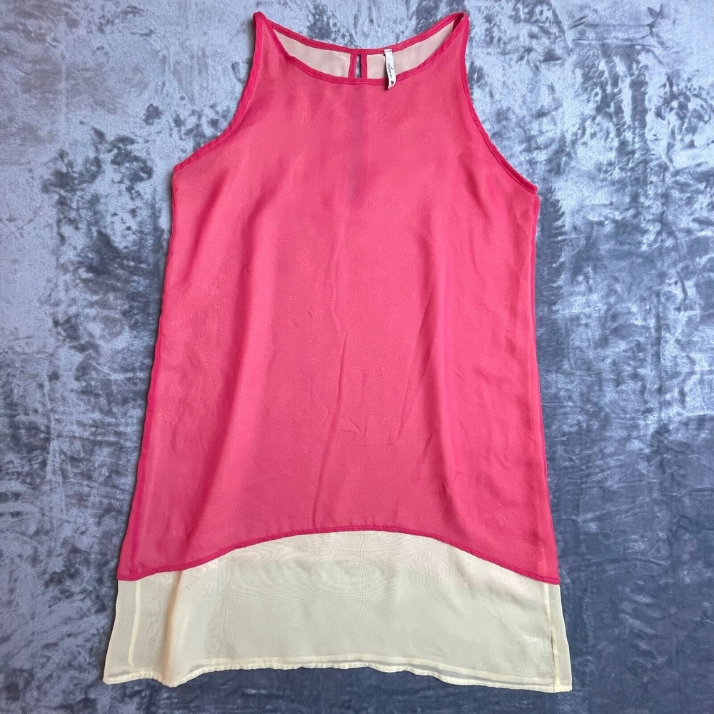 Love In Dress Womens Large Pink‎ Beige Shift Flowy Colorblock Casual Lightweight